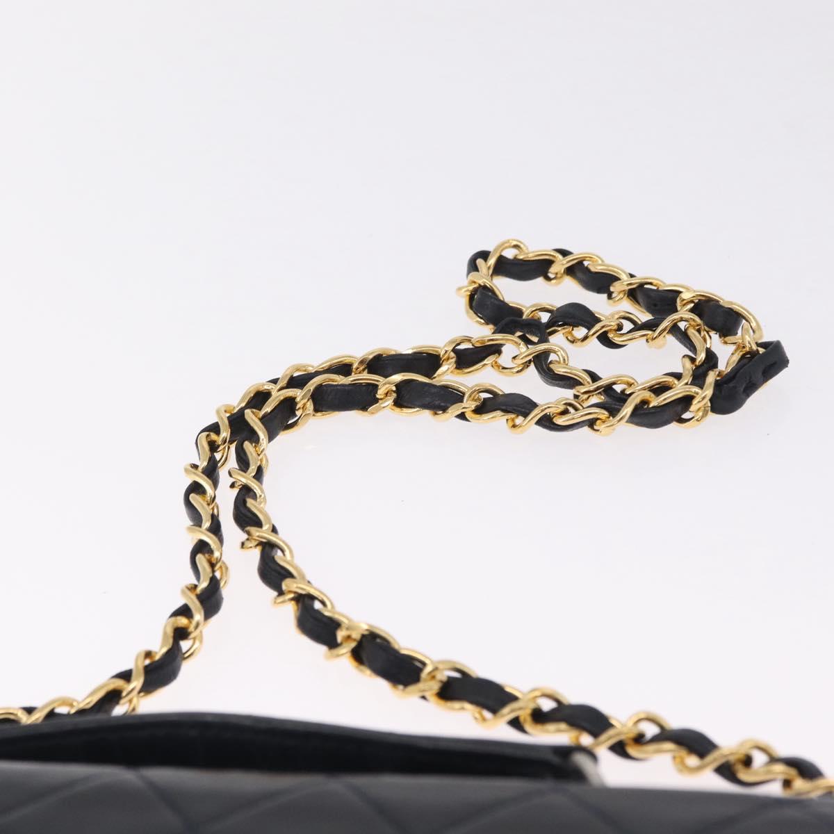 CHANEL Matelasse Chain Shoulder Bag Lamb Skin 2way Navy Gold CC Auth BA16293SAV