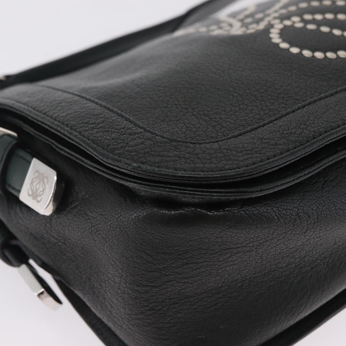 LOEWE Shoulder Bag Leather Green Silver Auth BA16294V