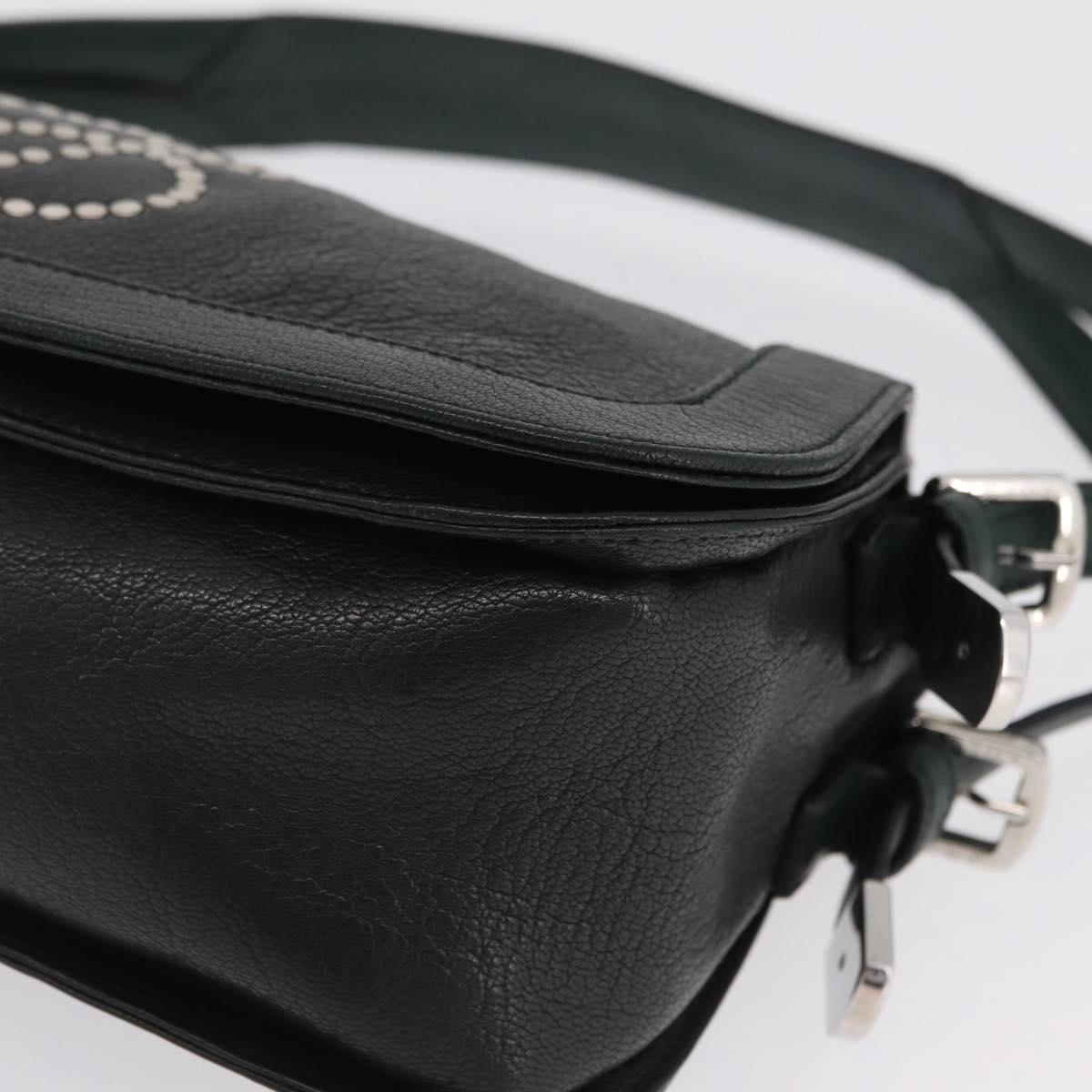 LOEWE Shoulder Bag Leather Green Silver Auth BA16294V