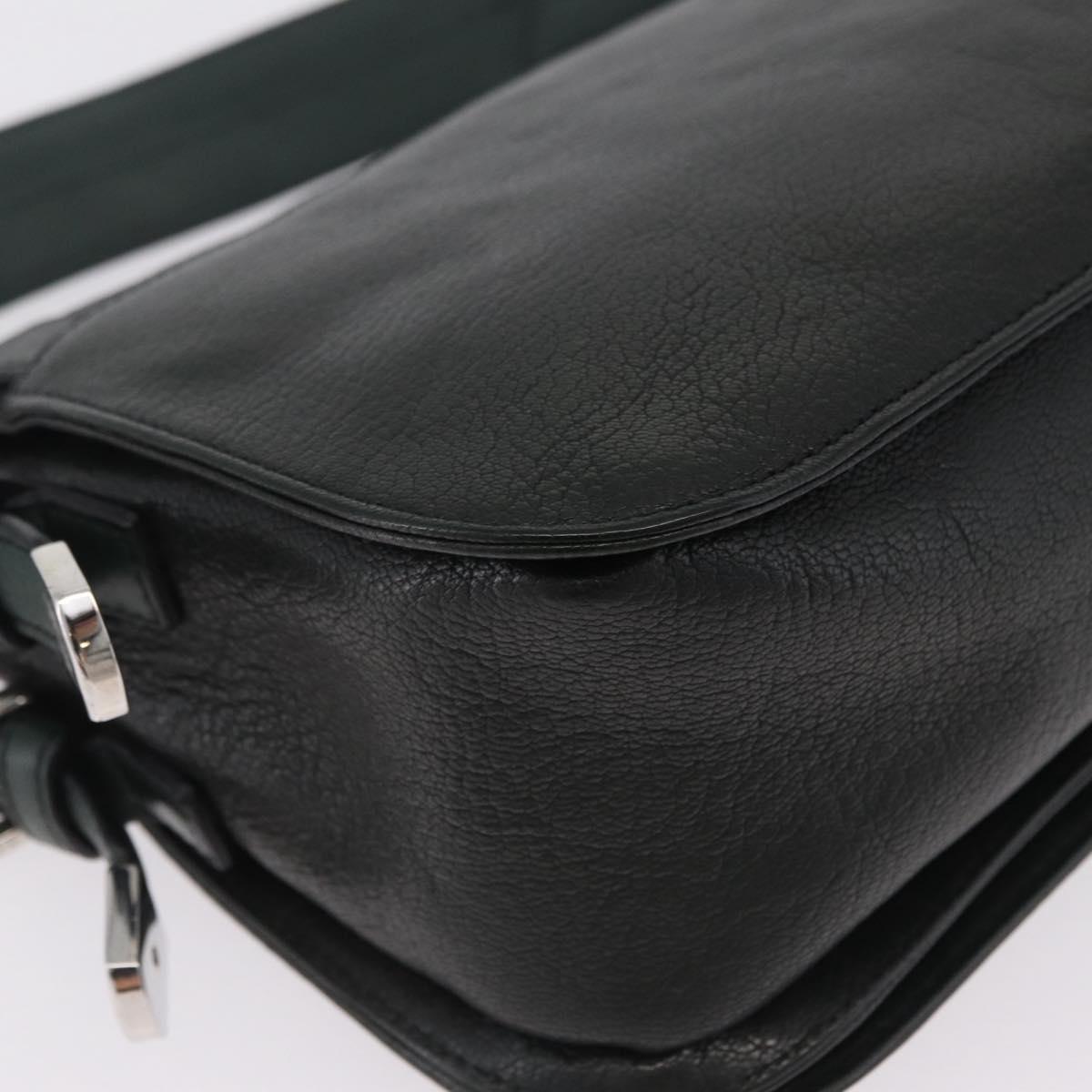 LOEWE Shoulder Bag Leather Green Silver Auth BA16294V
