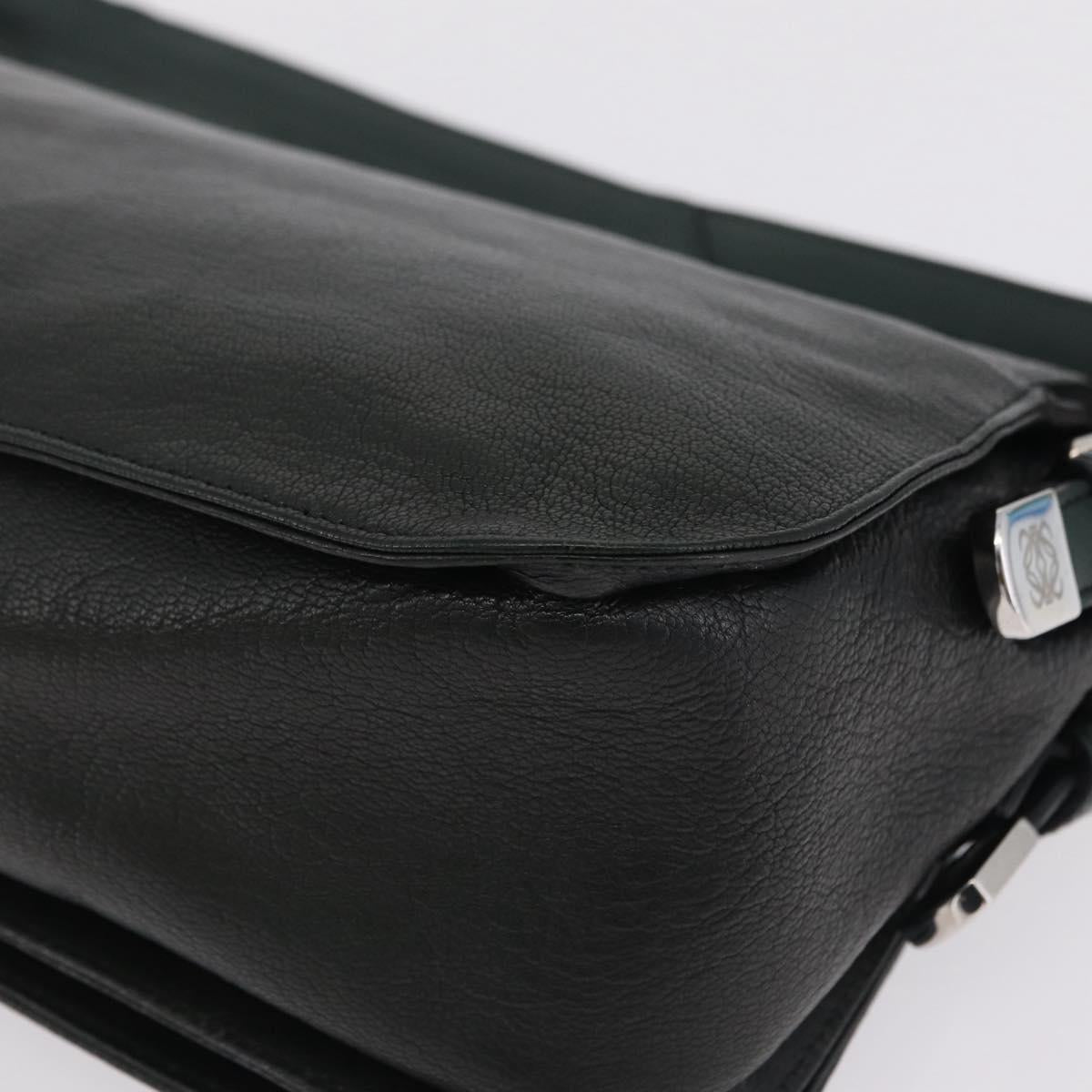 LOEWE Shoulder Bag Leather Green Silver Auth BA16294V