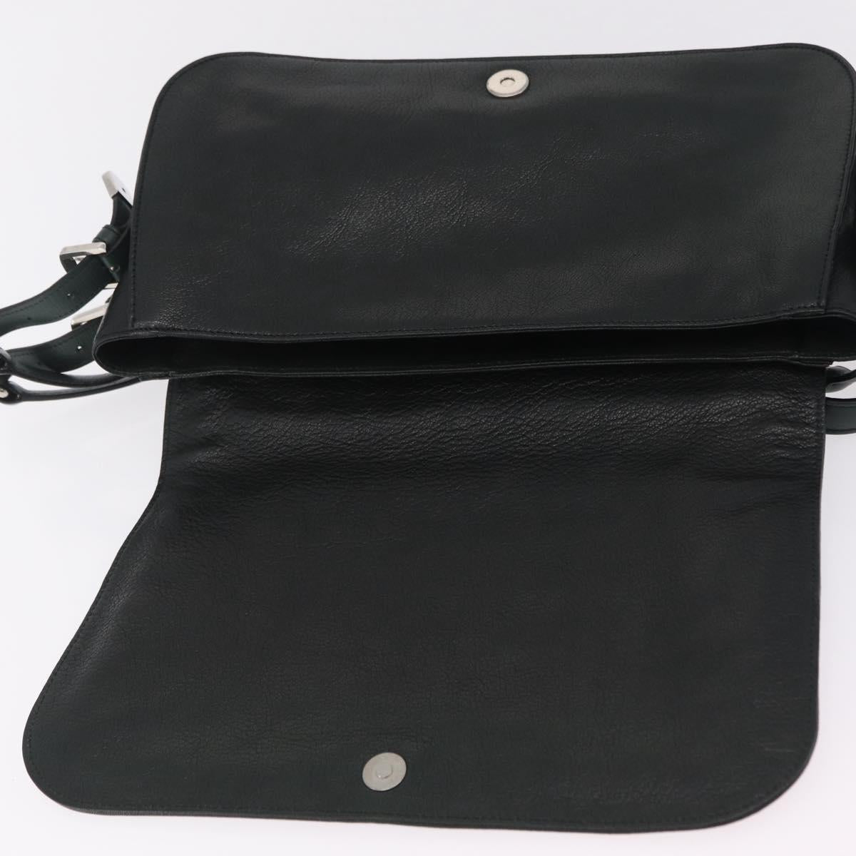 LOEWE Shoulder Bag Leather Green Silver Auth BA16294V