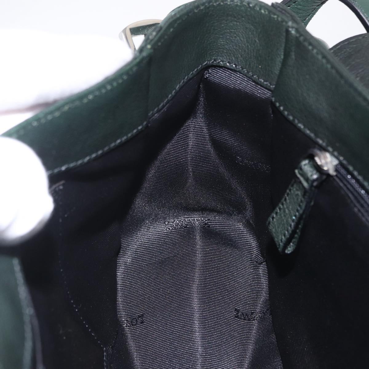 LOEWE Shoulder Bag Leather Green Silver Auth BA16294V