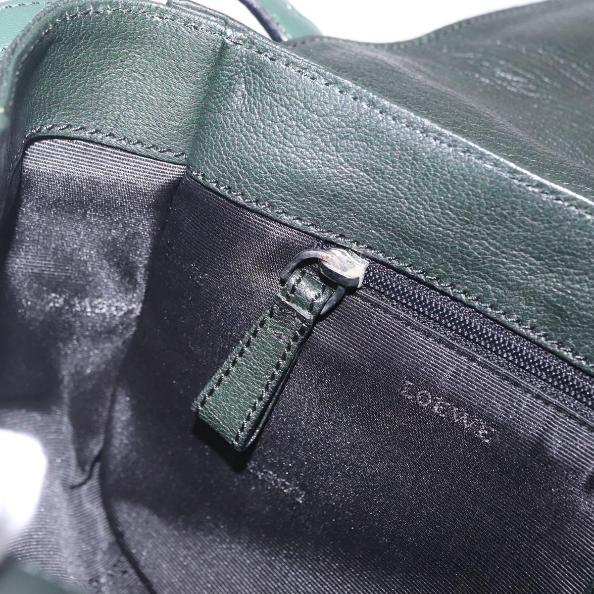 LOEWE Shoulder Bag Leather Green Silver Auth BA16294V