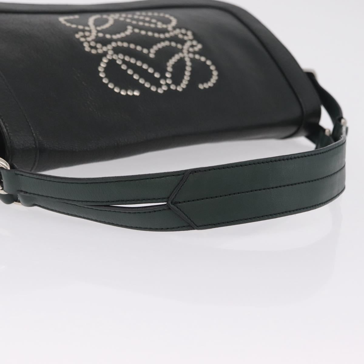 LOEWE Shoulder Bag Leather Green Silver Auth BA16294V