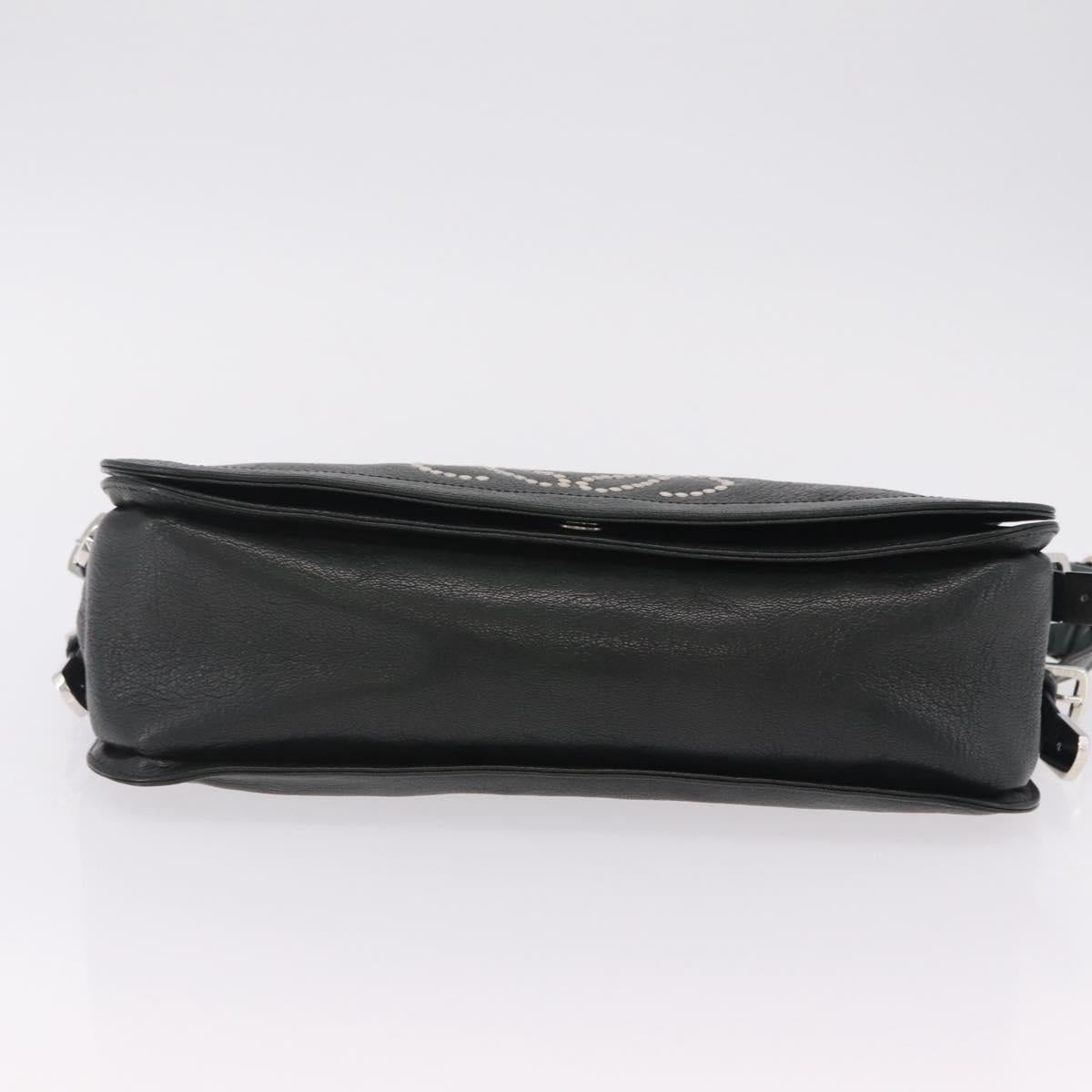 LOEWE Shoulder Bag Leather Green Silver Auth BA16294V