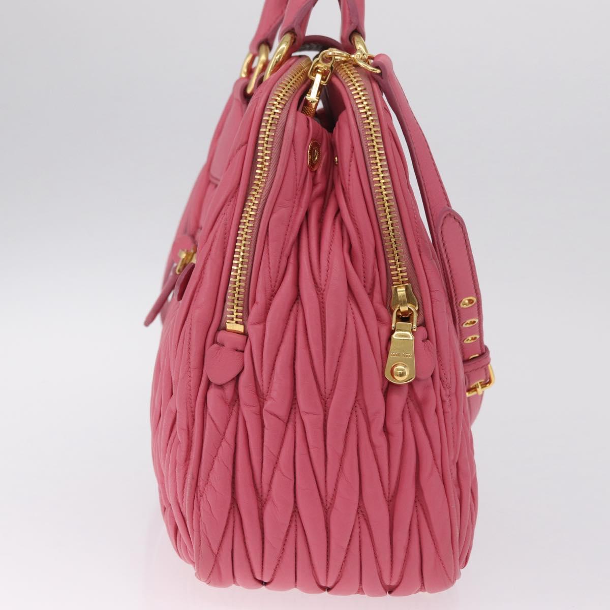 Miu Miu Matelasse Hand Bag Leather 2way Pink Gold Tone Auth BA16301V