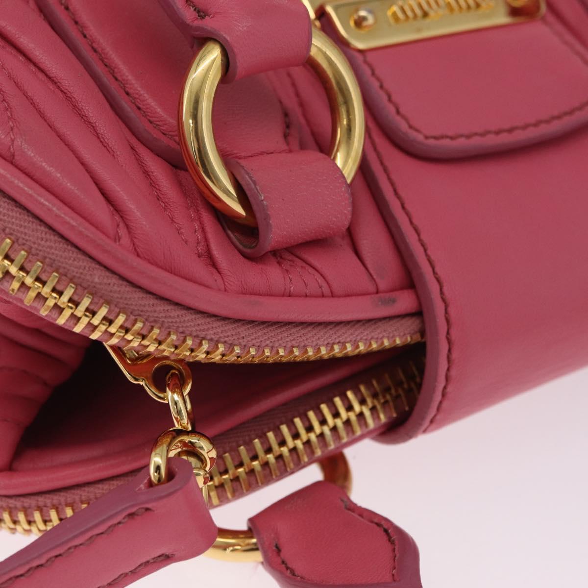 Miu Miu Matelasse Hand Bag Leather 2way Pink Gold Tone Auth BA16301V