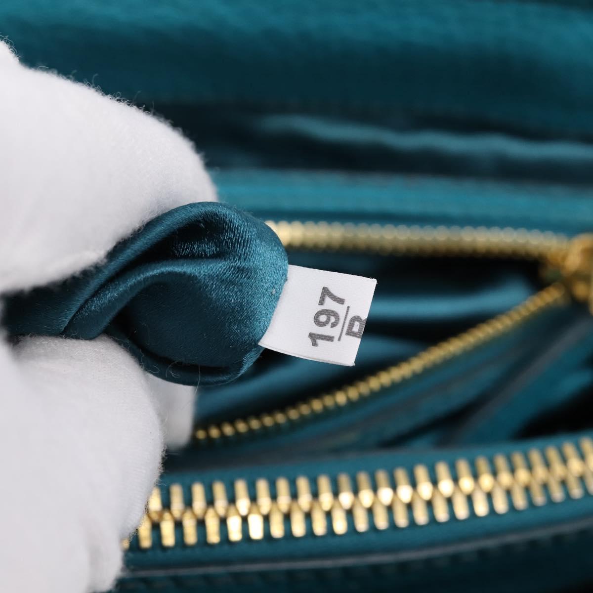 Miu Miu Hand Bag Leather 2way Turquoise Blue Gold Tone Auth BA16303V