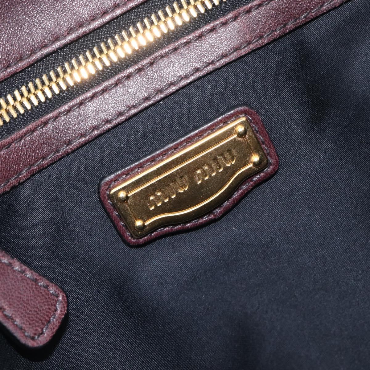 Miu Miu Matelasse Hand Bag Leather 2way Dark Brown Gold Tone Auth BA16313A