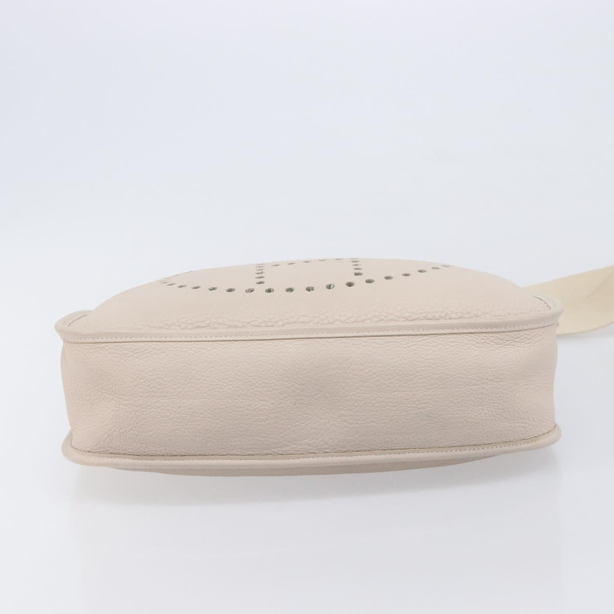 HERMES Evelyn 1GM Shoulder Bag Leather Ivory Gold Tone Auth BA16323SAM