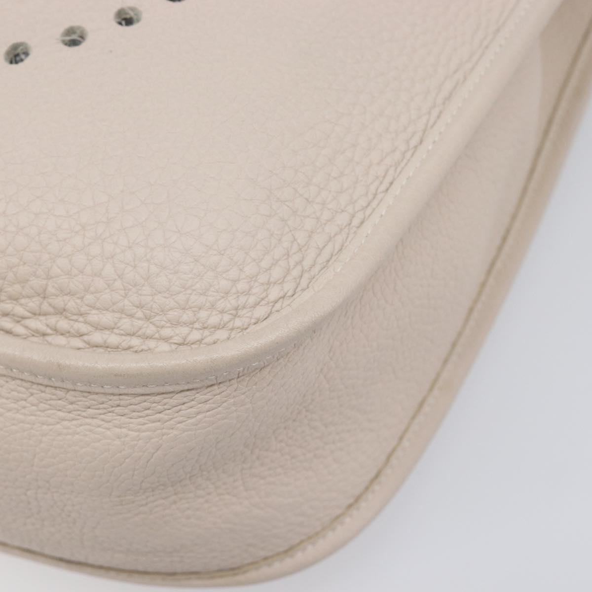 HERMES Evelyn 1GM Shoulder Bag Leather Ivory Gold Tone Auth BA16323SAM
