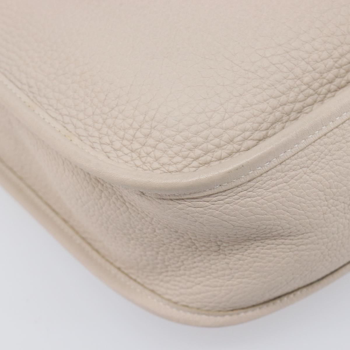 HERMES Evelyn 1GM Shoulder Bag Leather Ivory Gold Tone Auth BA16323SAM