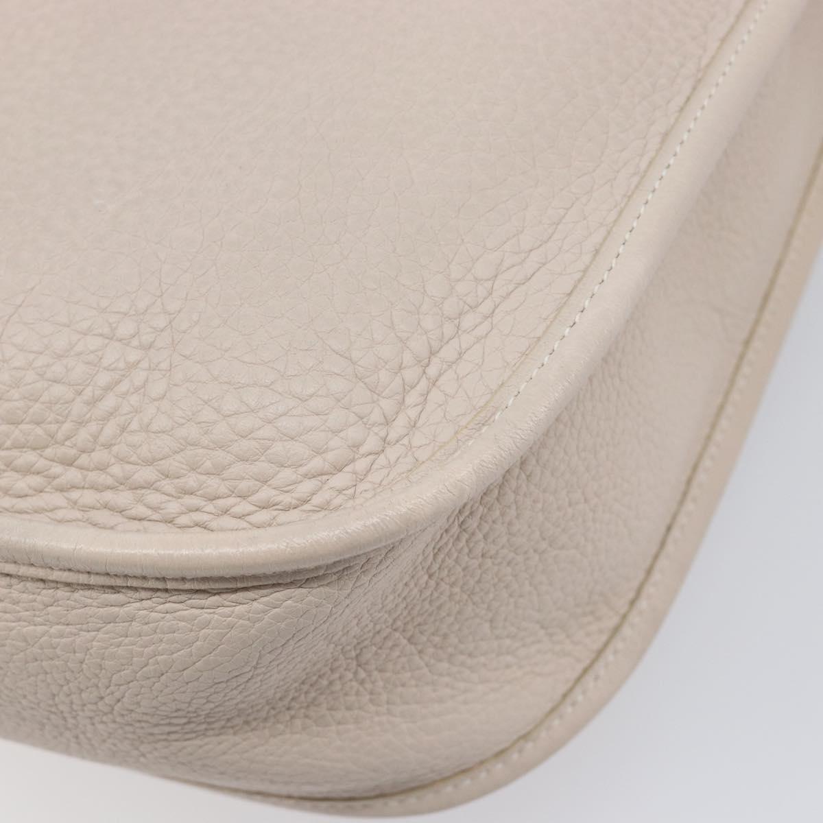 HERMES Evelyn 1GM Shoulder Bag Leather Ivory Gold Tone Auth BA16323SAM