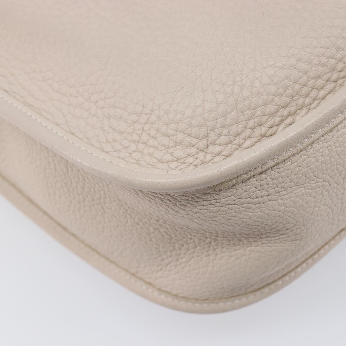 HERMES Evelyn 1GM Shoulder Bag Leather Ivory Gold Tone Auth BA16323SAM