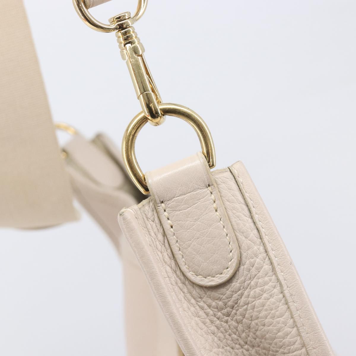 HERMES Evelyn 1GM Shoulder Bag Leather Ivory Gold Tone Auth BA16323SAM