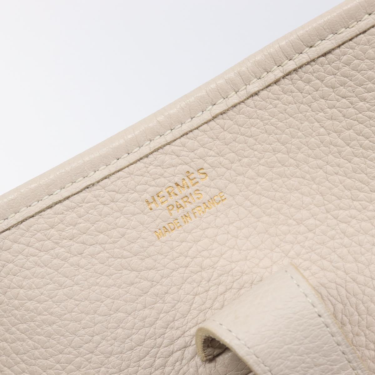 HERMES Evelyn 1GM Shoulder Bag Leather Ivory Gold Tone Auth BA16323SAM