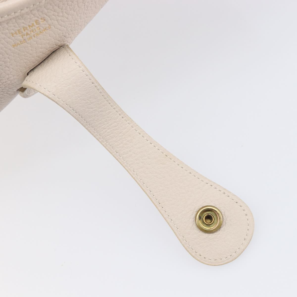 HERMES Evelyn 1GM Shoulder Bag Leather Ivory Gold Tone Auth BA16323SAM