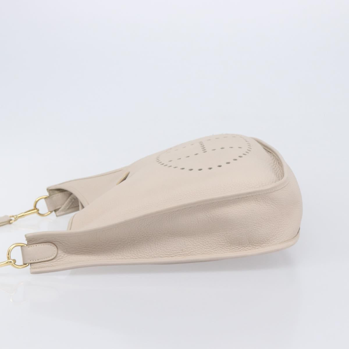 HERMES Evelyn 1GM Shoulder Bag Leather Ivory Gold Tone Auth BA16323SAM