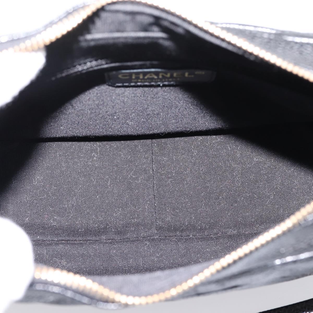 CHANEL Matelasse Chain Shoulder Bag Caviar Skin Black Gold CC Auth BA16326SAV