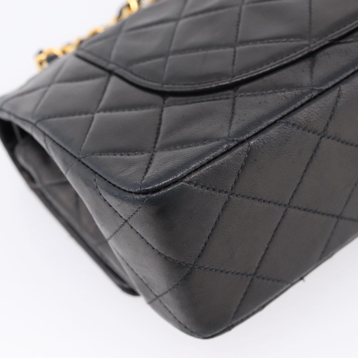 CHANEL Matelasse 25 Double Flap Chain Shoulder Bag Lamb Skin Auth BA16328SAM