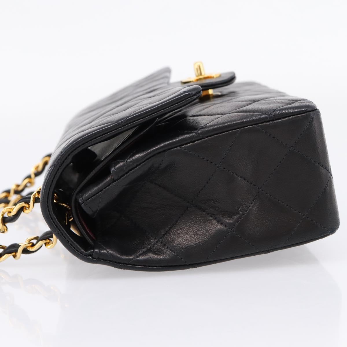 CHANEL Matelasse 25 Double Flap Chain Shoulder Bag Lamb Skin Auth BA16328SAM
