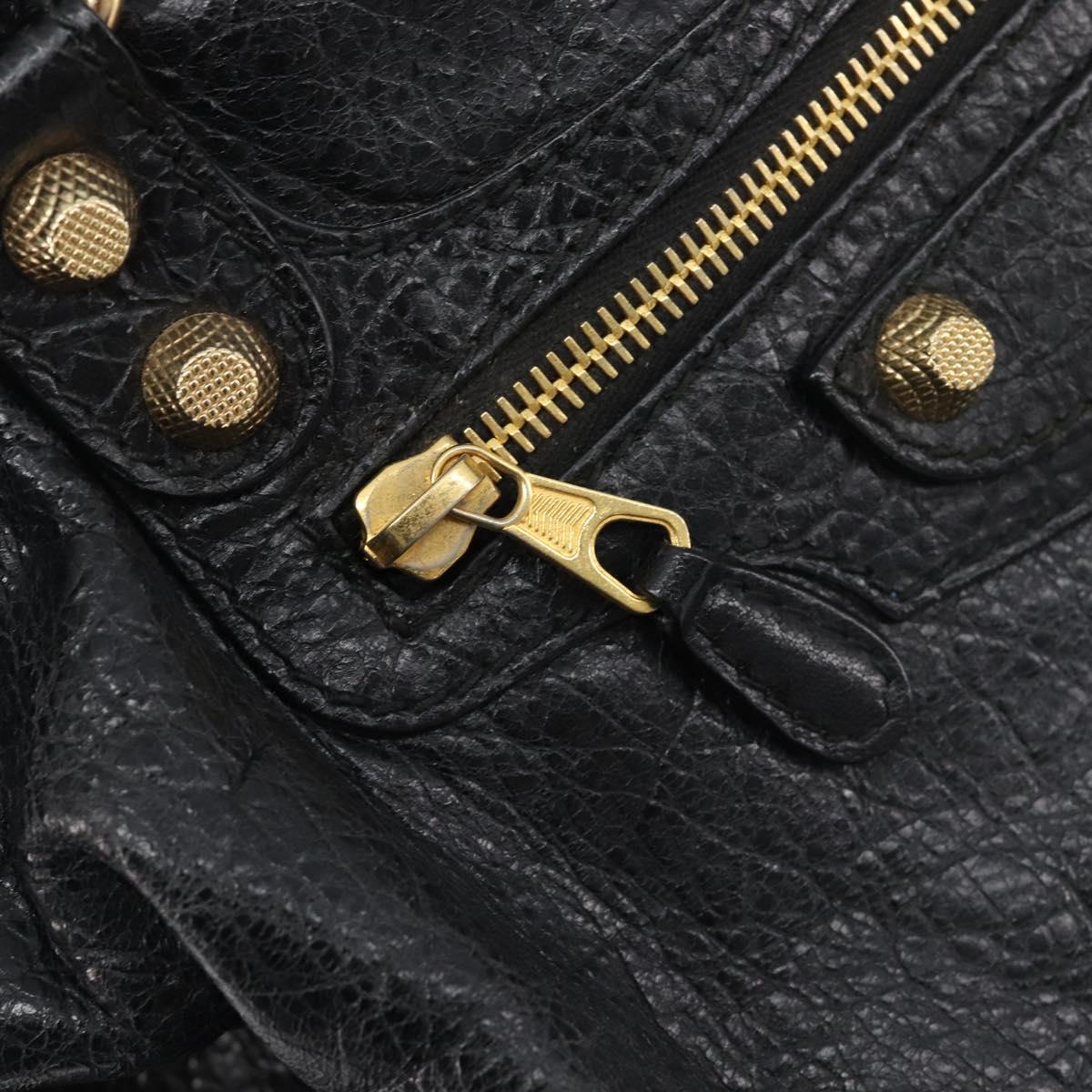 Balenciaga Giant City Hand Bag Leather 2way Black Gold 281770 Auth BA16329SAM