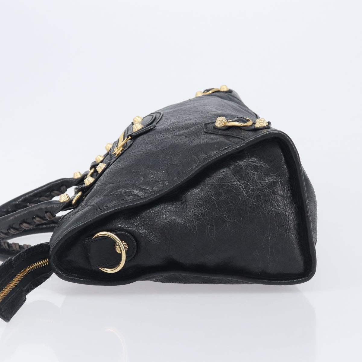 Balenciaga Giant City Hand Bag Leather 2way Black Gold 281770 Auth BA16329SAM