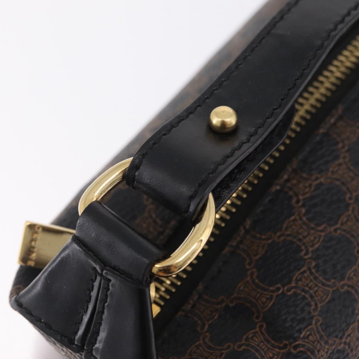 CELINE Macadam Hand Bag PVC Black Gold Tone Auth BA16333A