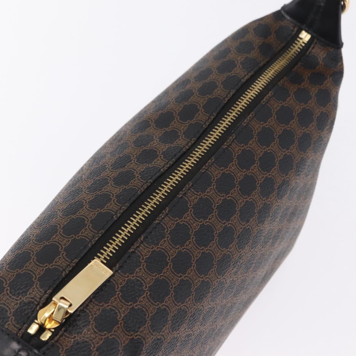 CELINE Macadam Hand Bag PVC Black Gold Tone Auth BA16333A