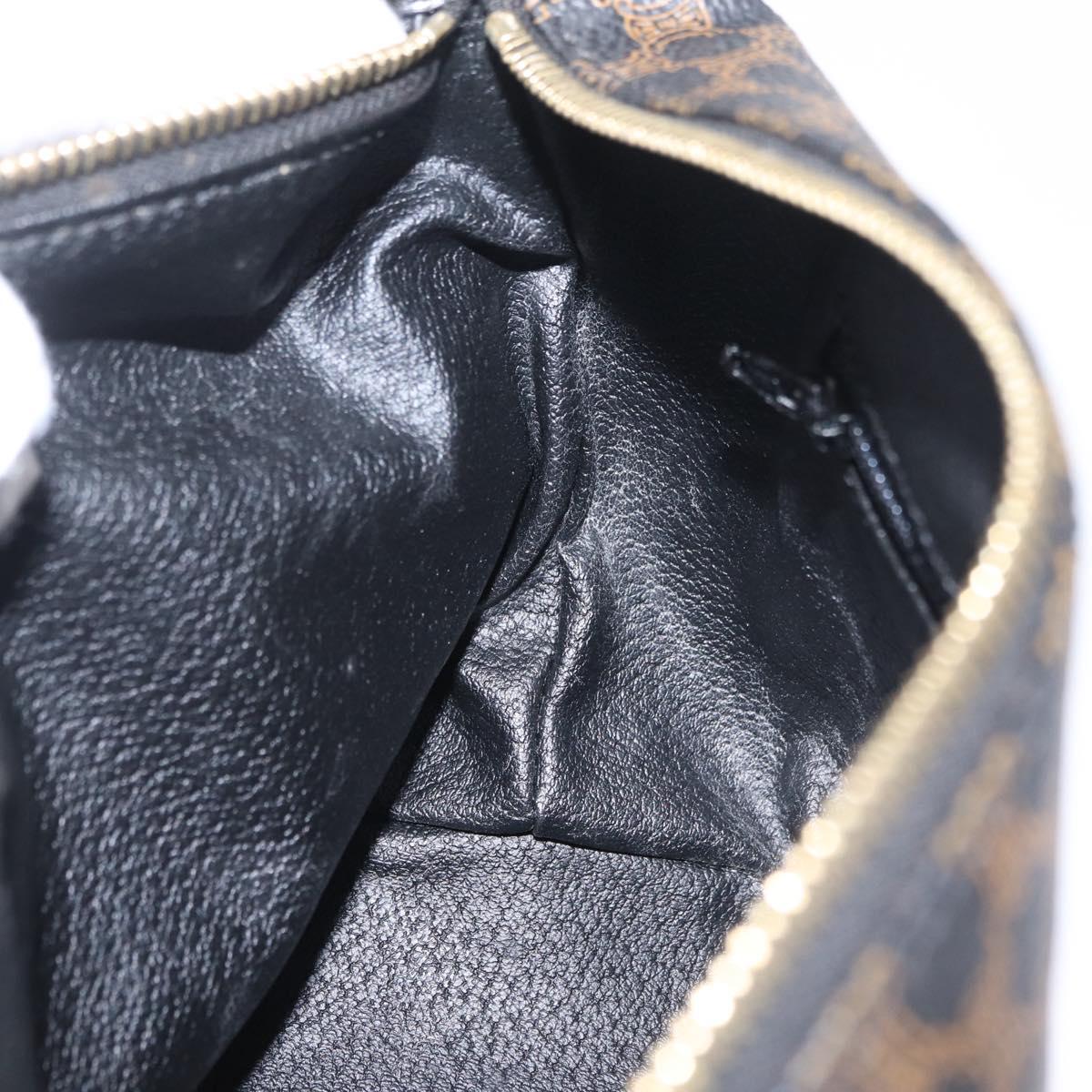 CELINE Macadam Hand Bag PVC Black Gold Tone Auth BA16333A