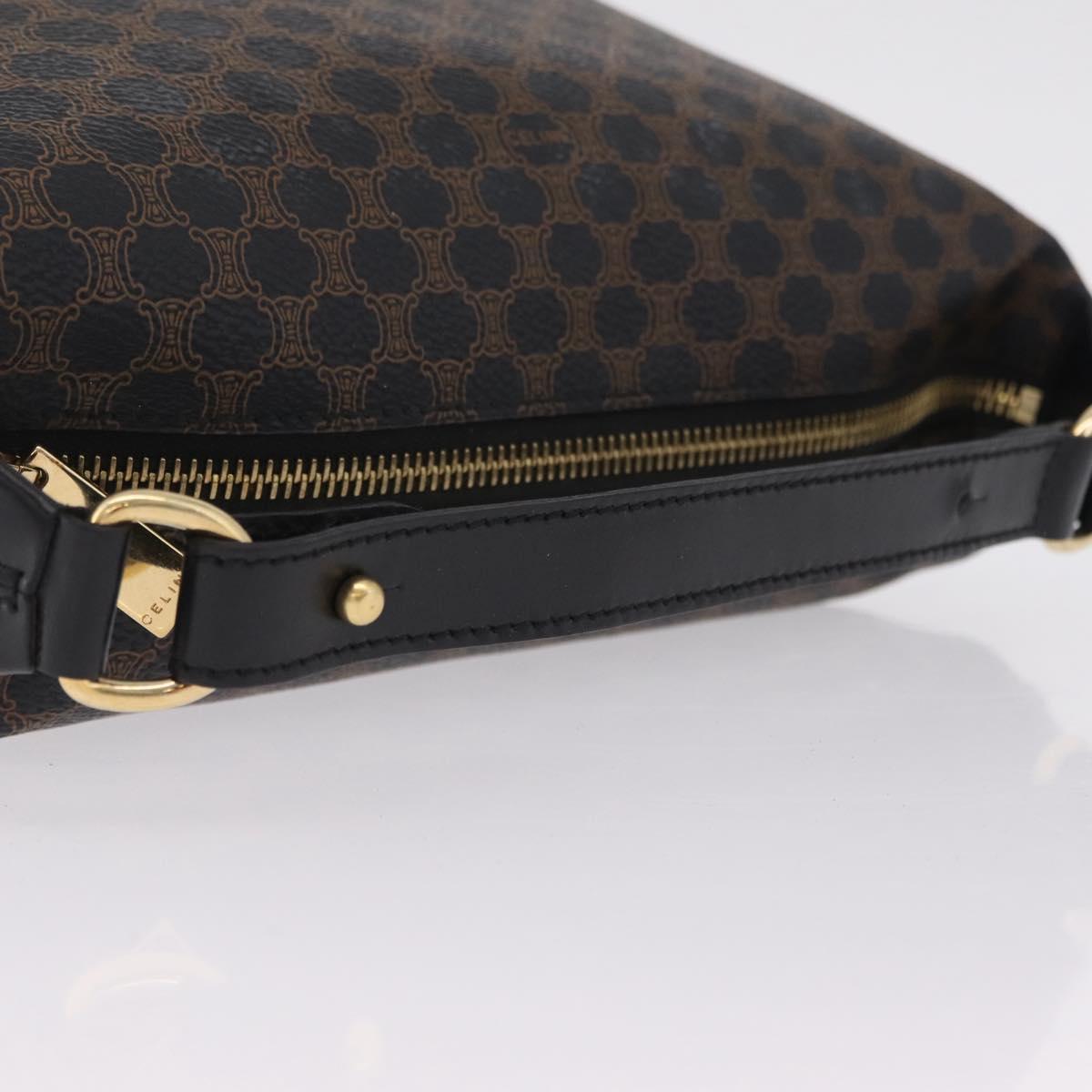 CELINE Macadam Hand Bag PVC Black Gold Tone Auth BA16333A