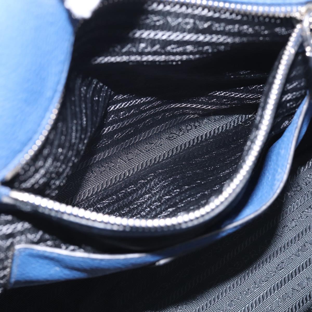 PRADA Vitterodino Tote Bag Leather 2way Blue Silver Auth BA16335V