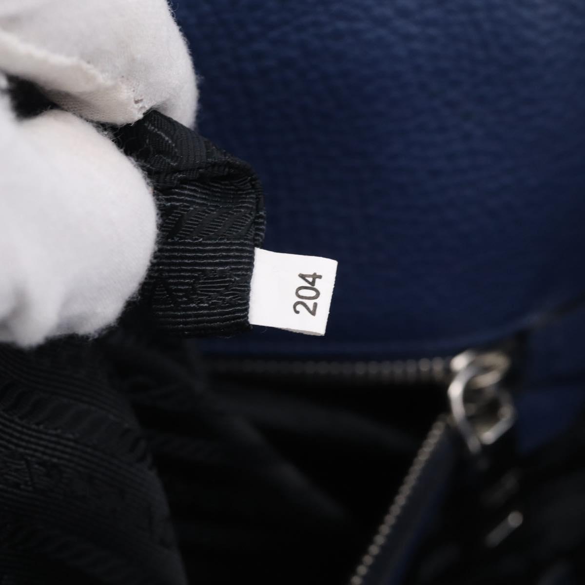 PRADA Vitterodino Tote Bag Leather 2way Blue Silver Auth BA16335V