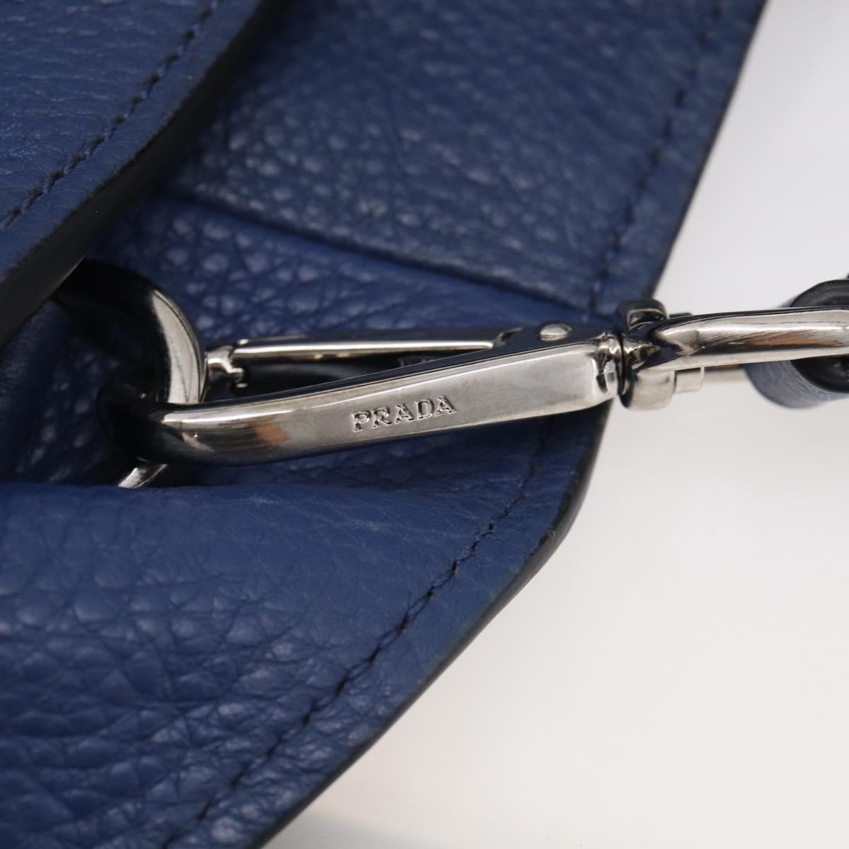 PRADA Vitterodino Tote Bag Leather 2way Blue Silver Auth BA16335V