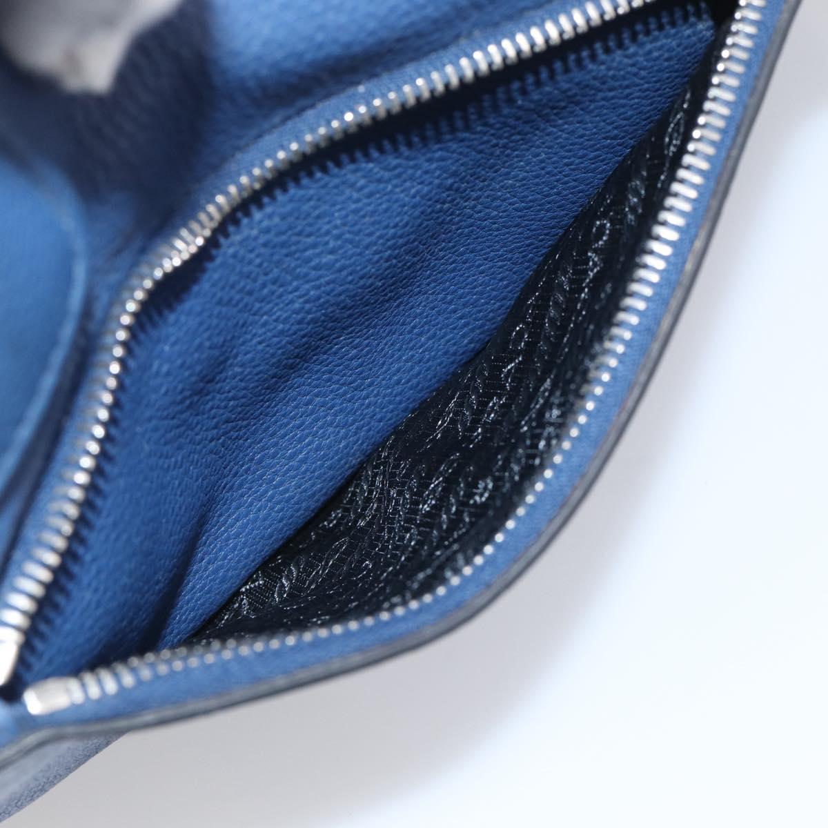 PRADA Vitterodino Tote Bag Leather 2way Blue Silver Auth BA16335V