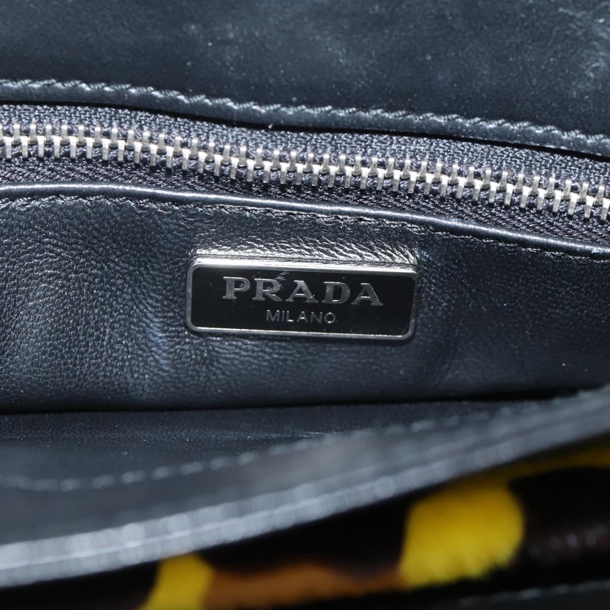 PRADA Chain Shoulder Bag Harako leather 2way Yellow Silver Auth BA16344V