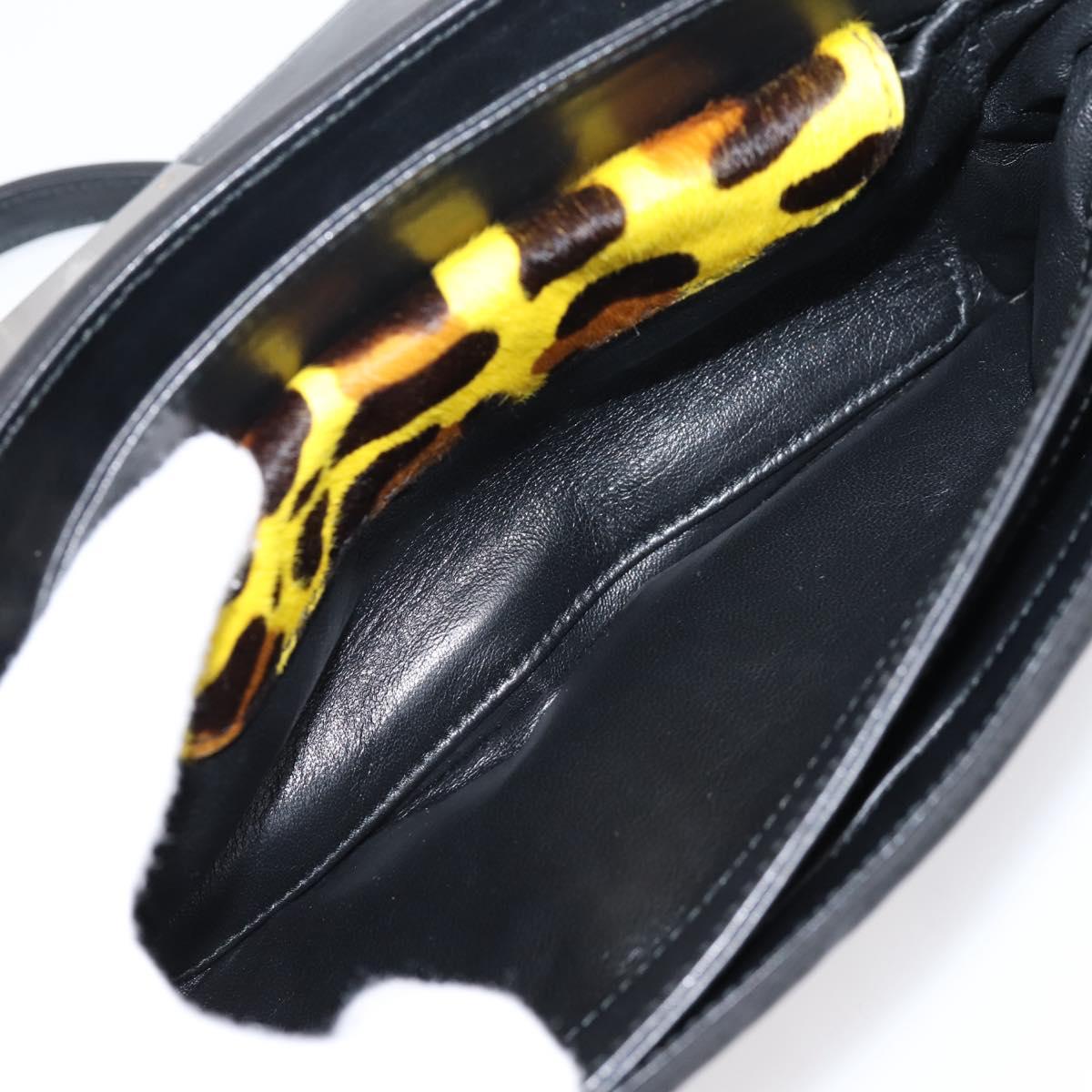 PRADA Chain Shoulder Bag Harako leather 2way Yellow Silver Auth BA16344V