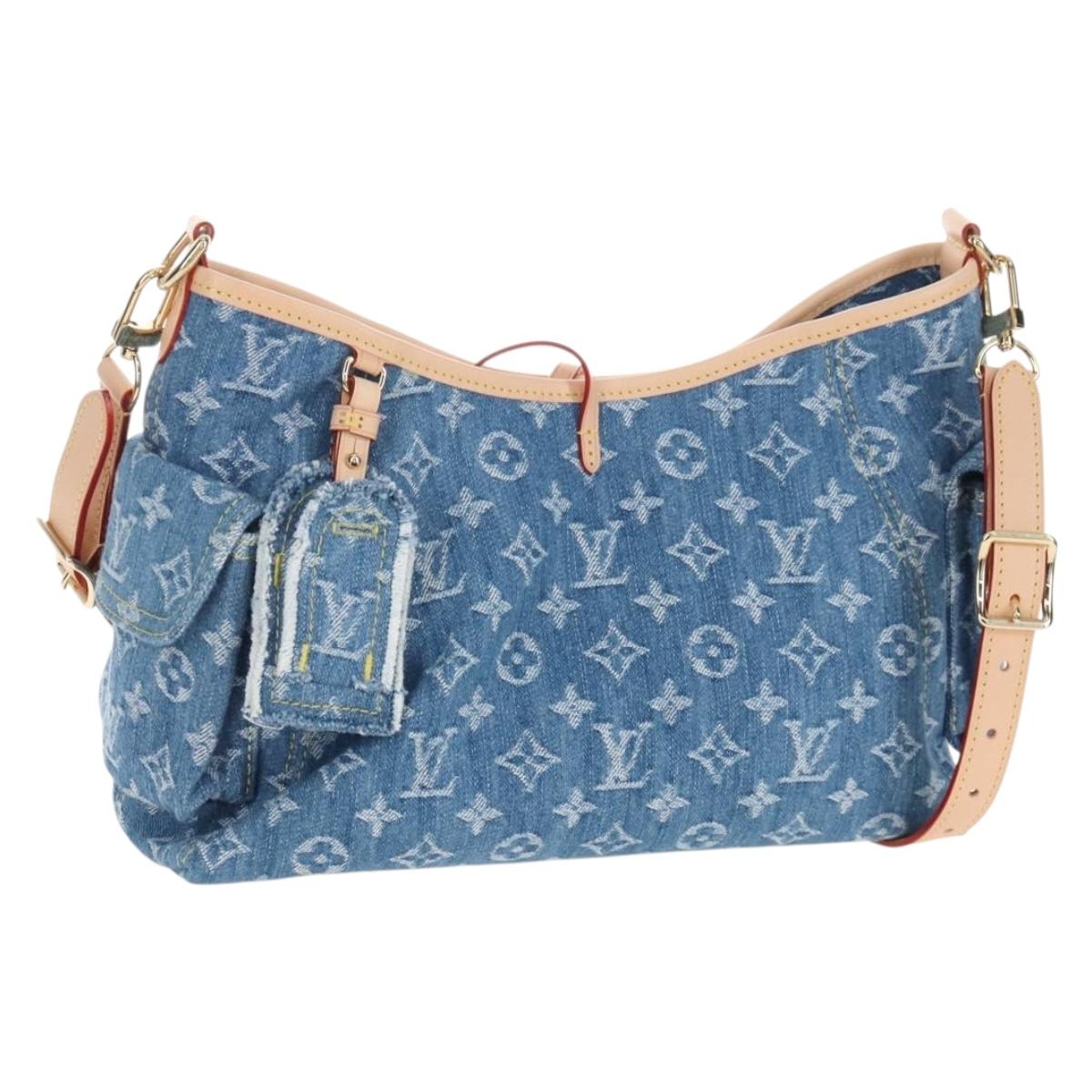 LOUIS VUITTON Monogram Denim Carryall MM Shoulder Bag Blue M46855 LV Auth BA16347SM