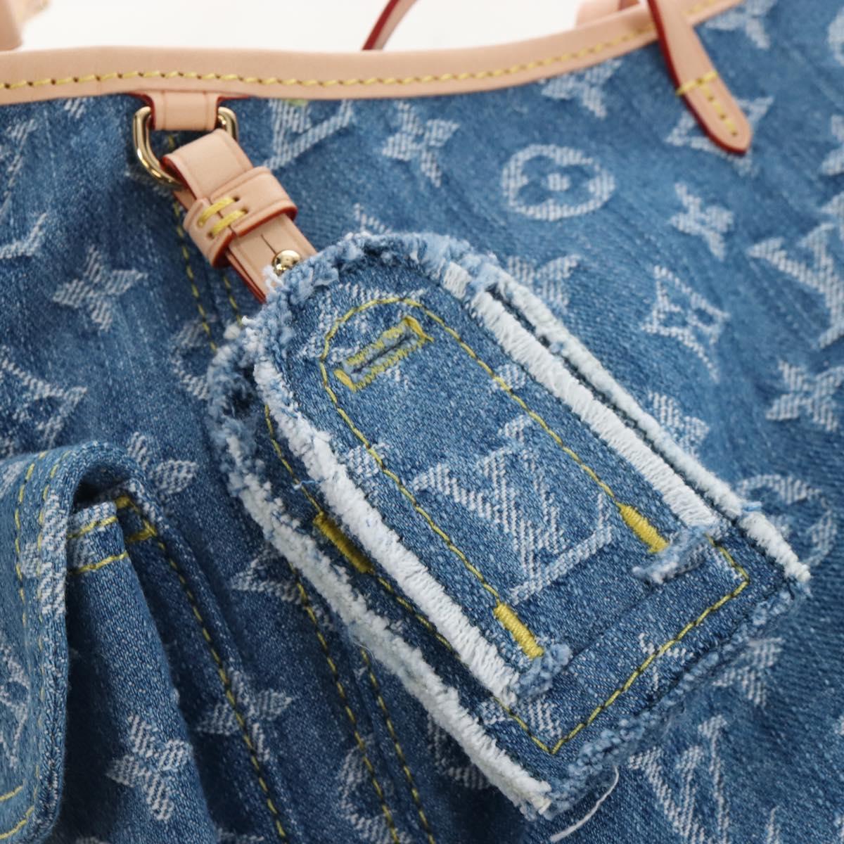 LOUIS VUITTON Monogram Denim Carryall MM Shoulder Bag Blue M46855 LV Auth BA16347SM
