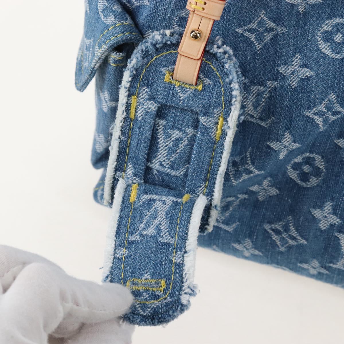 LOUIS VUITTON Monogram Denim Carryall MM Shoulder Bag Blue M46855 LV Auth BA16347SM