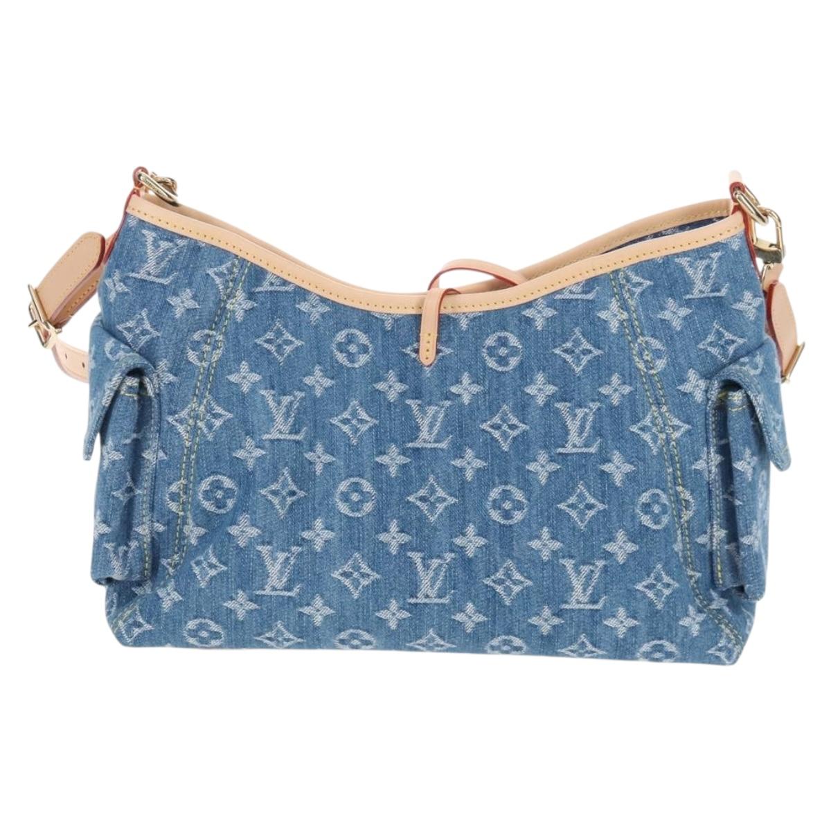 LOUIS VUITTON Monogram Denim Carryall MM Shoulder Bag Blue M46855 LV Auth BA16347SM
