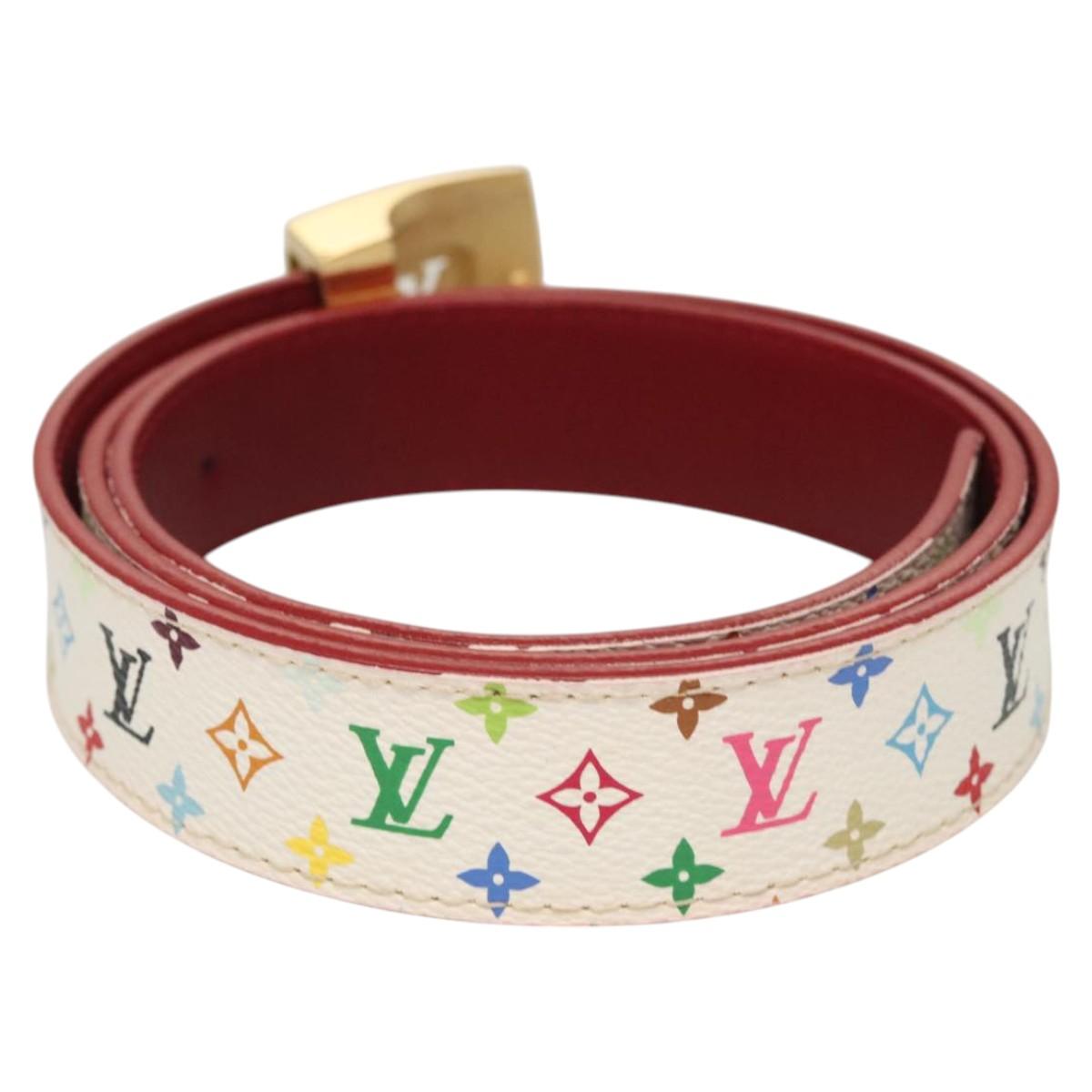 LOUIS VUITTON Multicolor Ceinture Care Belt 37.8"" White M9682 Auth BA1635