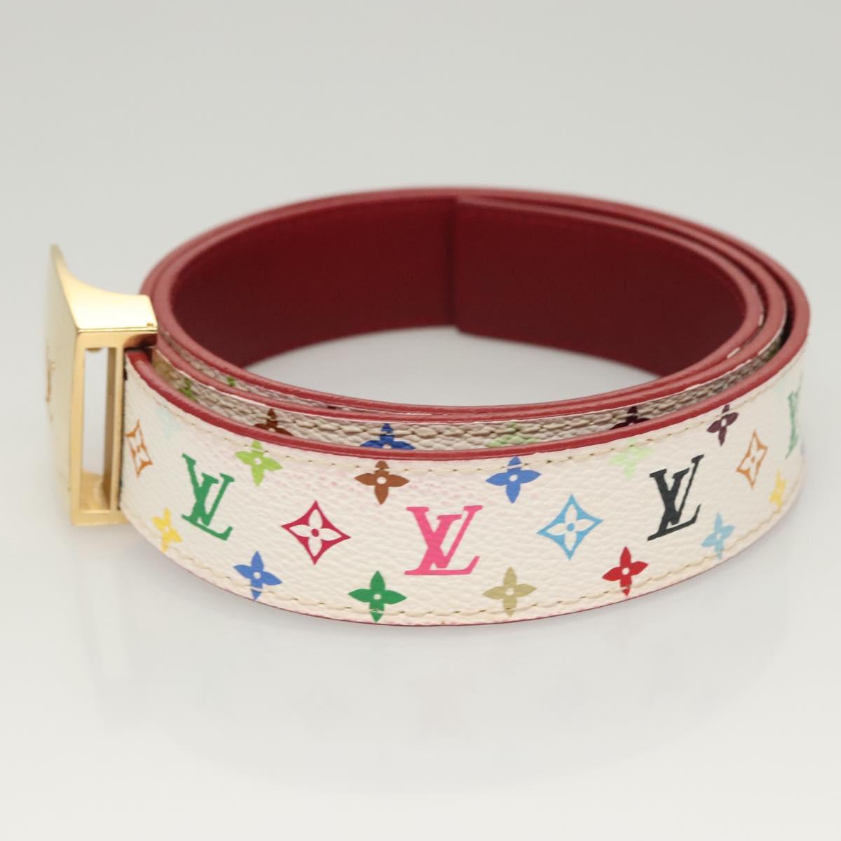 LOUIS VUITTON Multicolor Ceinture Care Belt 37.8"" White M9682 Auth BA1635