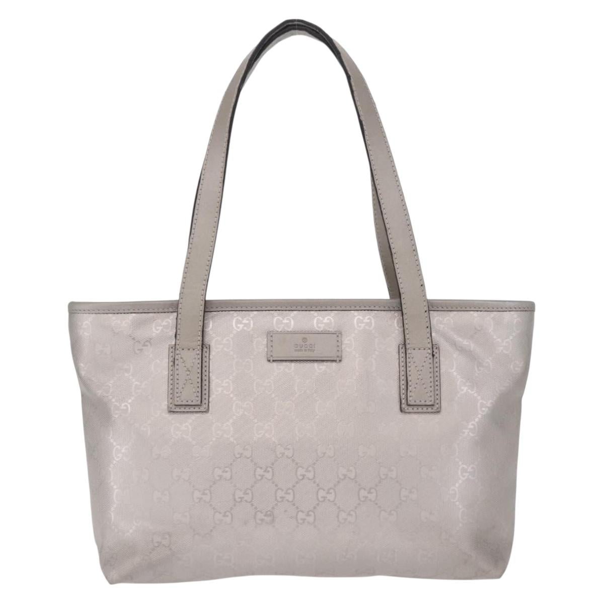 GUCCI GG Implementation Hand Bag PVC Silver 211138 Auth BA16353