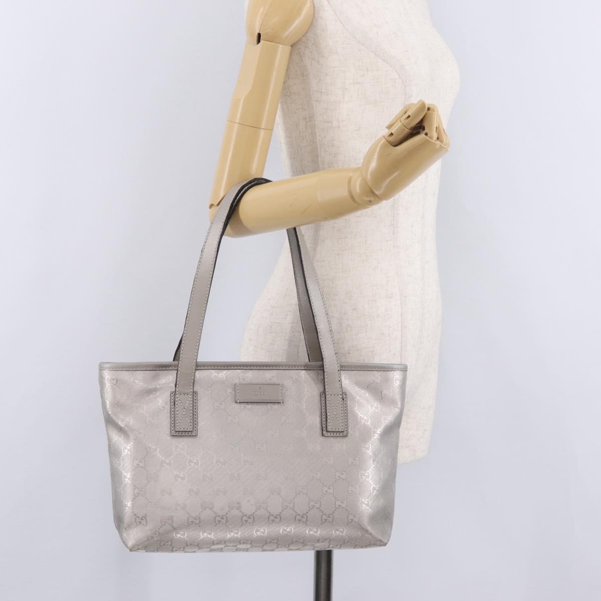 GUCCI GG Implementation Hand Bag PVC Silver 211138 Auth BA16353