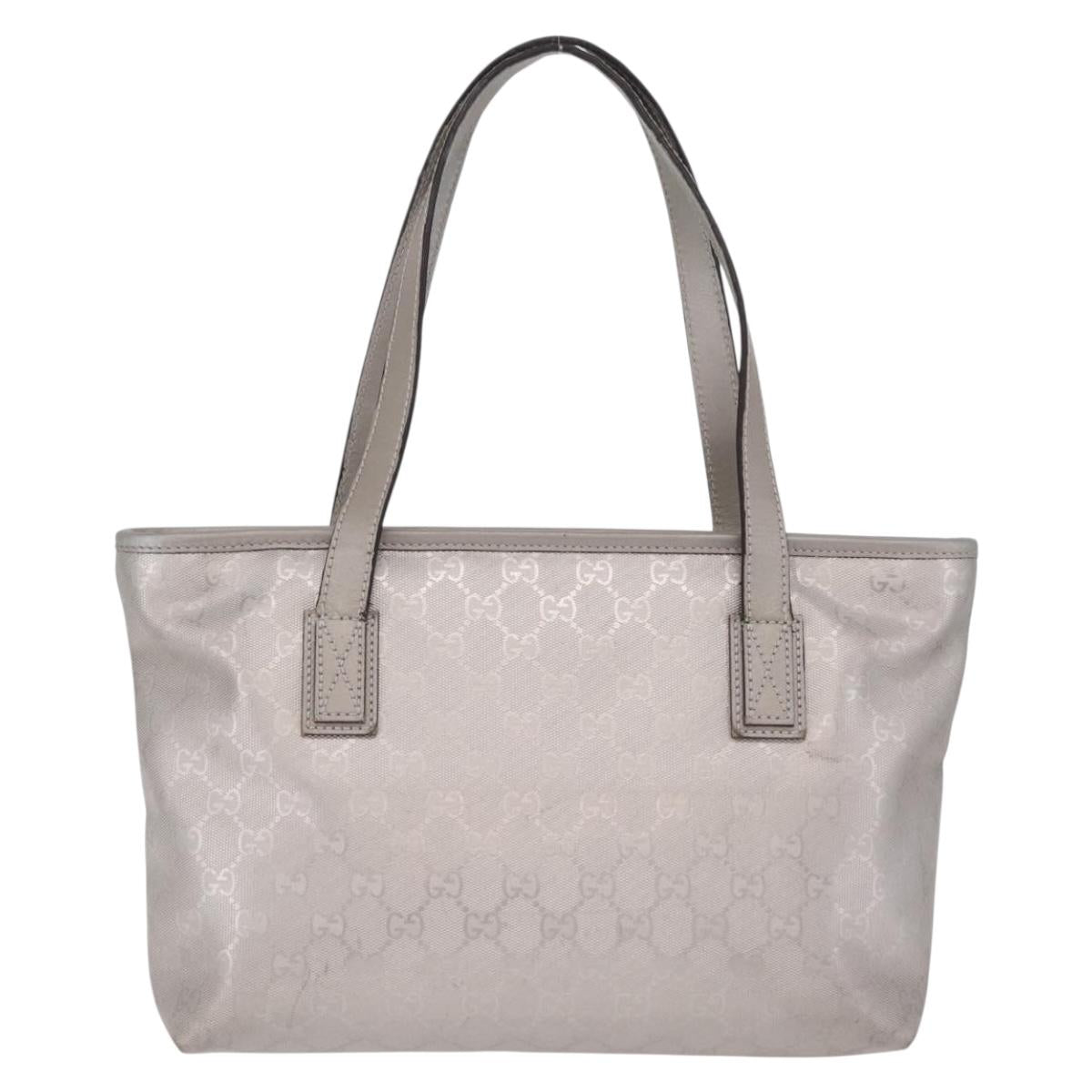 GUCCI GG Implementation Hand Bag PVC Silver 211138 Auth BA16353