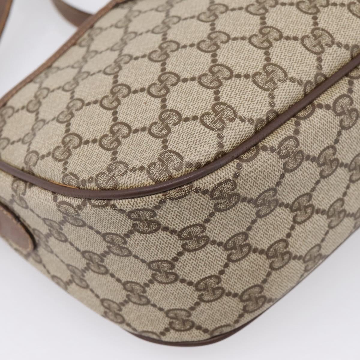 GUCCI GG Supreme Web Sherry Line Shoulder Bag PVC Beige Gold Auth BA16354