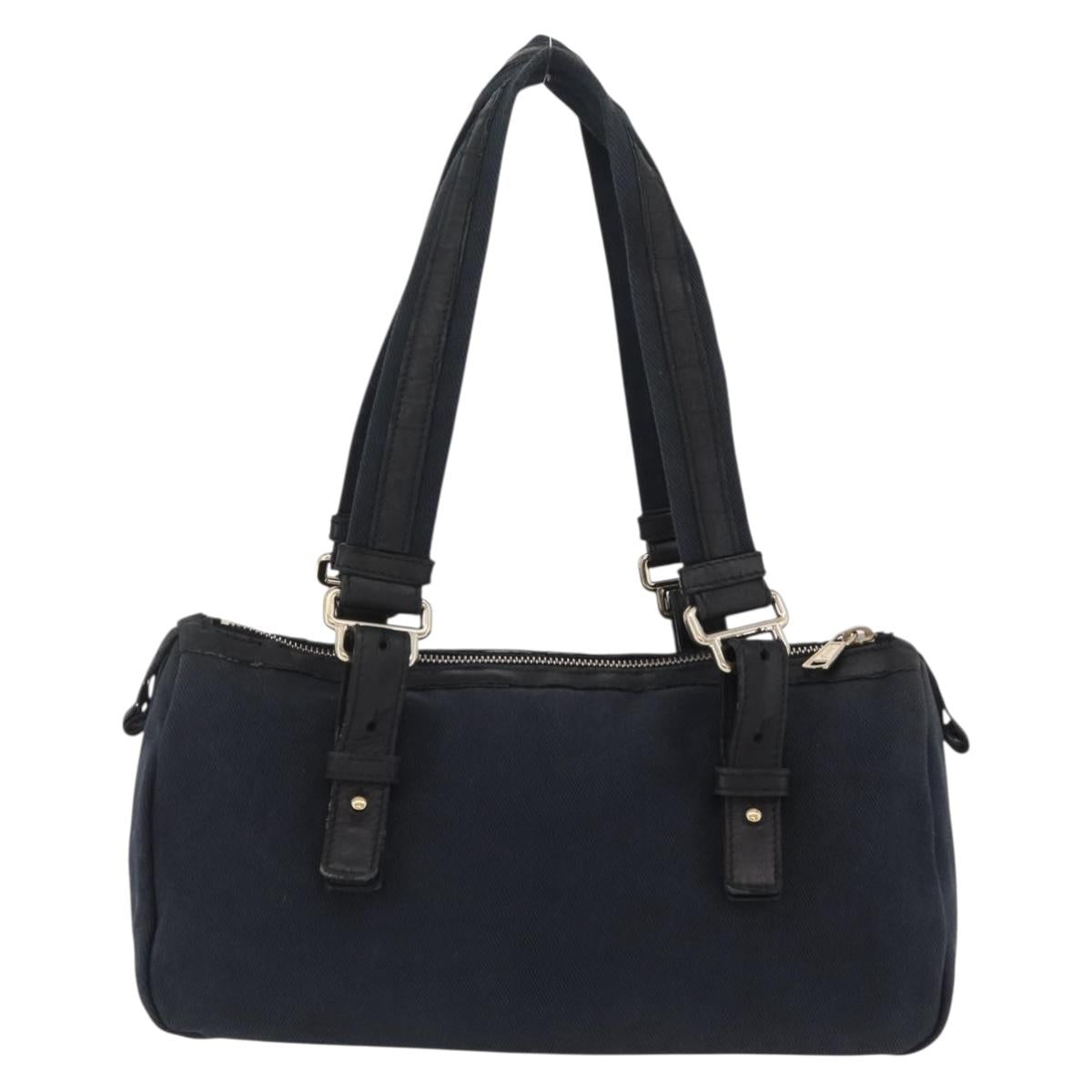 Saint Laurent Kahala Tote Bag Canvas Navy Gold Auth BA16357