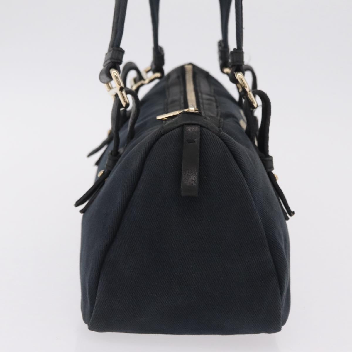 Saint Laurent Kahala Tote Bag Canvas Navy Gold Auth BA16357